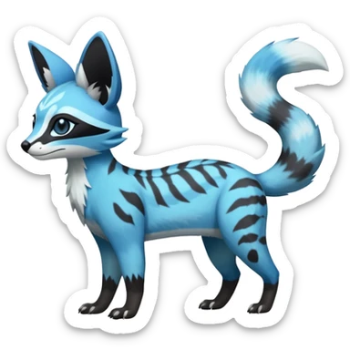 Rare realistic cool cute epic aesthetic colorful Amaura-Glaceon-Civet-Genet-species-Fakemon-hybrid-creature, with markings, full body sticker