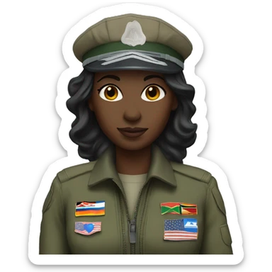 African woman jet pilot in military overall sticker