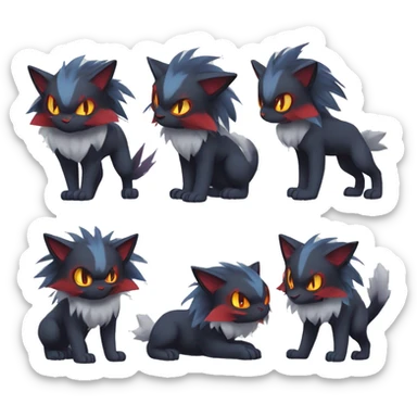 Edgy Cool Kawaii Litten-Absol-Zoroark-Pokémon Full Body sticker