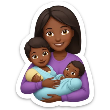 dark skinned mother with one newborn baby sticker