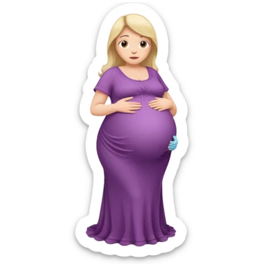 very heavily pregnant overdue lady with large belly  sticker