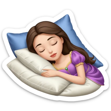 sleeping beauty brunette white girl with a silk pillow sticker
