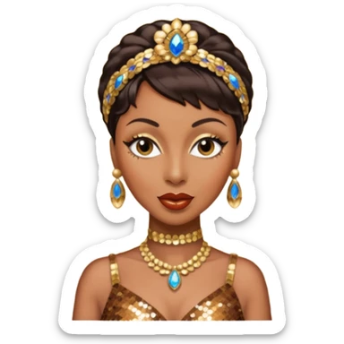 Josephine Baker with dark brown hair, bronze sequin outfit sticker