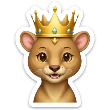 Fossa animal wearing a crown looks arrogantly smiley sticker