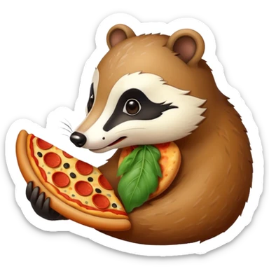 badger eating pizza  sticker