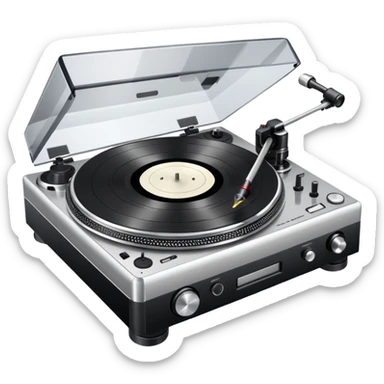 Technics turntable, smooth waxy finish, extra detail on the strobe dots and tonearm, silver and black sticker