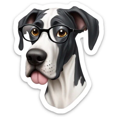Great dane harlequin with glasses sticker