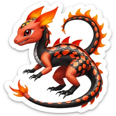 Splash-patterned Meloetta-Guilmom-Salandit-Trico-Pokémon-Fakémon-fusion-hybrid-creature sticker