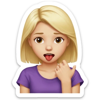 Emoji blonde girl lovingly , biting an arm sticker