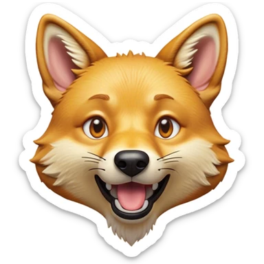 Cinematic Comical Dingo Portrait Emoji, Head tilted dramatically with an exaggeratedly amused expression, featuring a striking sandy fur with wide, expressive amber eyes full of playful disbelief, Simplified yet hilariously expressive features, highly detailed, glowing with a slightly sassy glow, high shine, dramatic yet playful, stylized with an air of cheeky outback mischief, bright and endearing, soft glowing outline, capturing the essence of a spirited and over‐the‐top dingo, so meme‐worthy it feels like it could bark its way into internet fame instantly! sticker