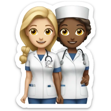 3 Female Nurse friends  sticker