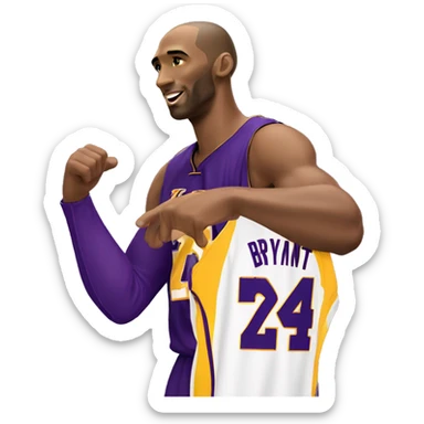 Kobe Bryant yellow purple lakers 24 jersey pointing hand left sticker