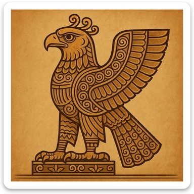 Eagle of Cyrus the Great, stylized with ancient Persian motifs, proud and noble expression sticker