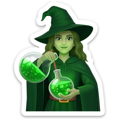 green witch cooking potion sticker