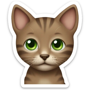 Brown small kitten with green eyes and blue  pijama  sticker