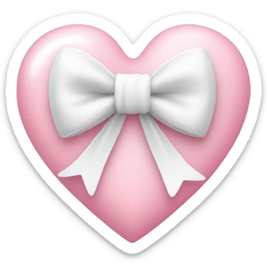 baby pink heart with a white bow  sticker