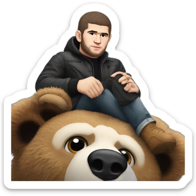 khabib nurmagomedov riding a bear sticker