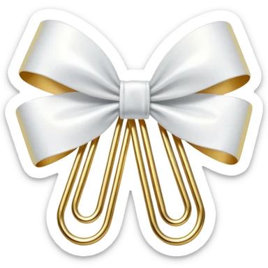 one gold paper clip with a white bow in the middle sticker