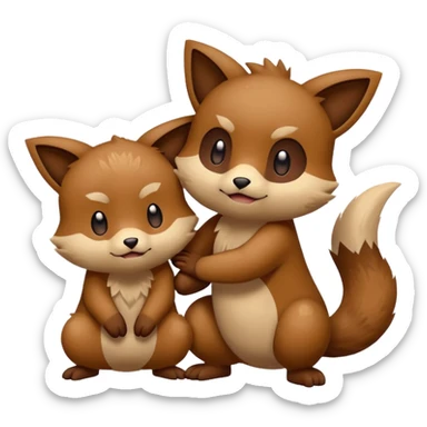 2 friendly pokemans one fell down and the other is helping the other get up  sticker