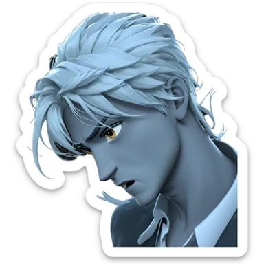 emotional male portrait on black sticker