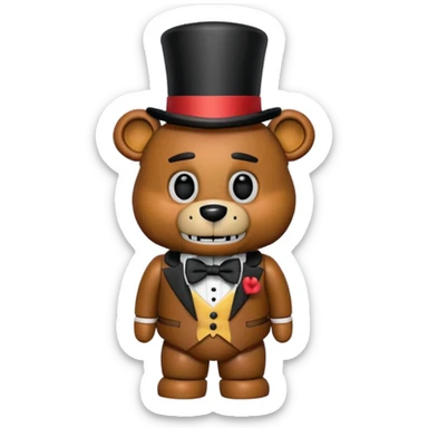 Freddy Fazbear from Five Nights at Freddy's with top hat and bow tie sticker
