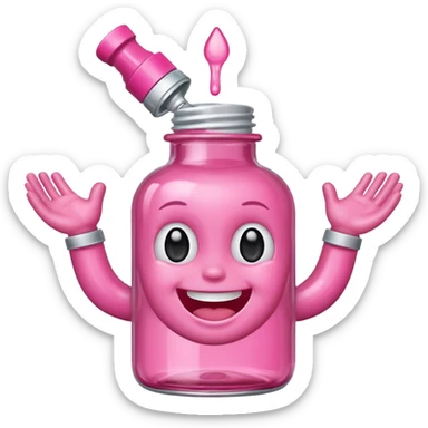 Smiling freaky baby oil bottle pink sticker