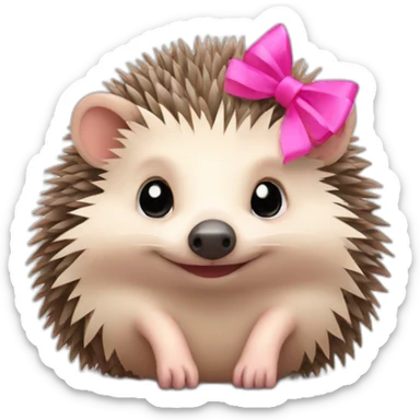 hedgehog with a pink bow sticker