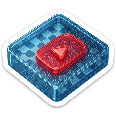 chess board of youtube play button, red YouTube play button, glossy circuit style sticker