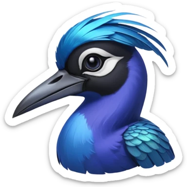 Blue Sicklebill headshot sticker
