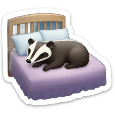 Badger with a nightcap on in a bed with sky full of stars sticker