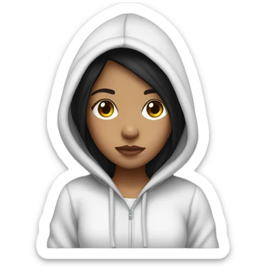 sick girl in hoodie light skin black hair sticker