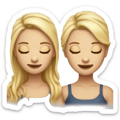 twins with closed eyes the one of the right  brunnete and the other blonde sticker