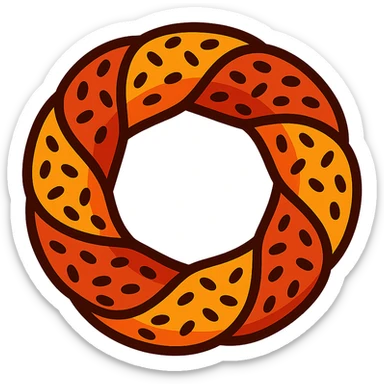 a simit, the Turkish sesame bagel, fun and appealing style sticker