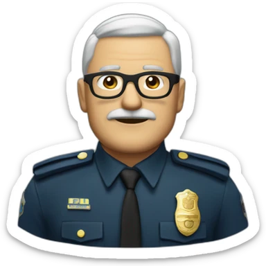 policía español de 61 años, calvo con gafas verdes sticker
