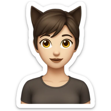 Cat girl (Caucasian with dark brown hair) sticker