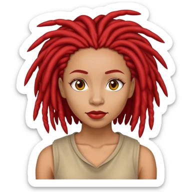 Lightskin woman with short red dreadlocks sticker