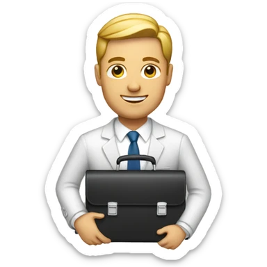 White Business man holding briefcase  sticker