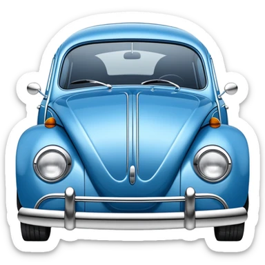 blue oval Fusca car front view sticker