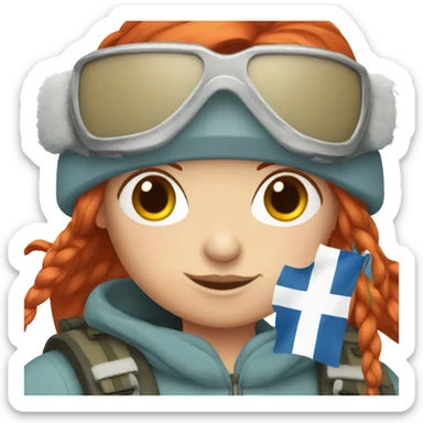 female winter mountaineer red hair with easter egg and greek flag  sticker