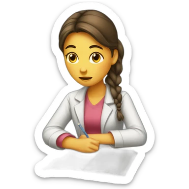 A girl studying in stress sticker