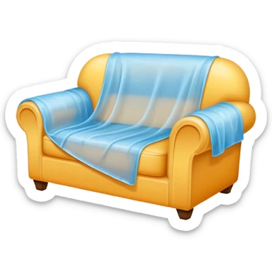 Furniture fully covered with a plastic drop cloth  sticker