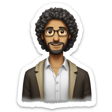 make an arab giga chad man with long hair and glasses and curly hair sticker