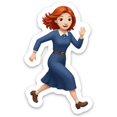 red headed woman chasing children sticker