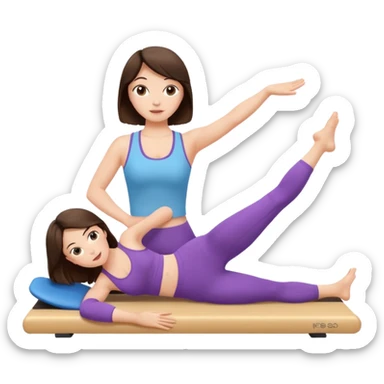 Brunette  girl doing Pilates  sticker