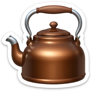 GENERATE A BROWN KETTLE WITH LING BODY HAVING HANDLE AT RIGHT SIDE sticker