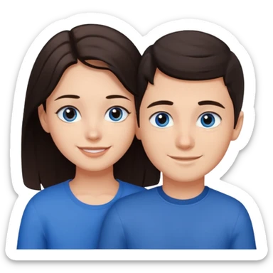  Chłopak z ciemnymi włosami z brązowymi oczami przytulający się do brunetki z niebieskimi oczami sticker