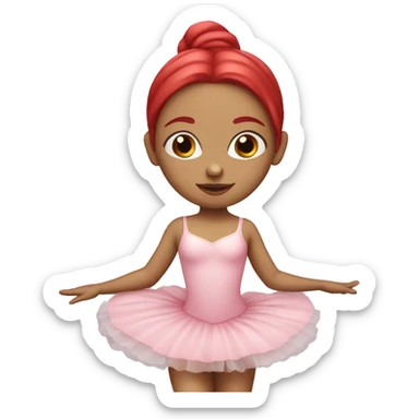 White skin ballerina with pink dress and red hair sticker