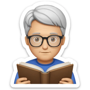 sigma male with nerdy glasses, reading a book sticker