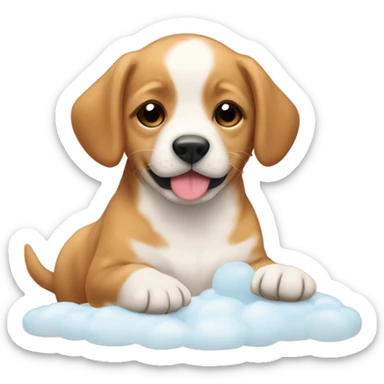 Puppy dreaming of food every night thought bubble sticker