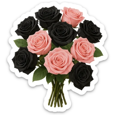 bouquet of black and pink roses , remove background sticker